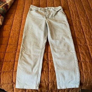Old Navy Blue and White Striped Straight Leg Jeans